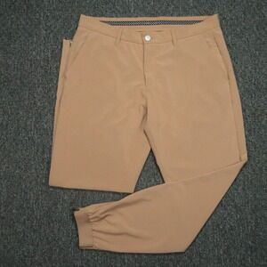 Primo Golf Pants Mens 34x30 Brown Performance Jogger Zip Ankle Stretch